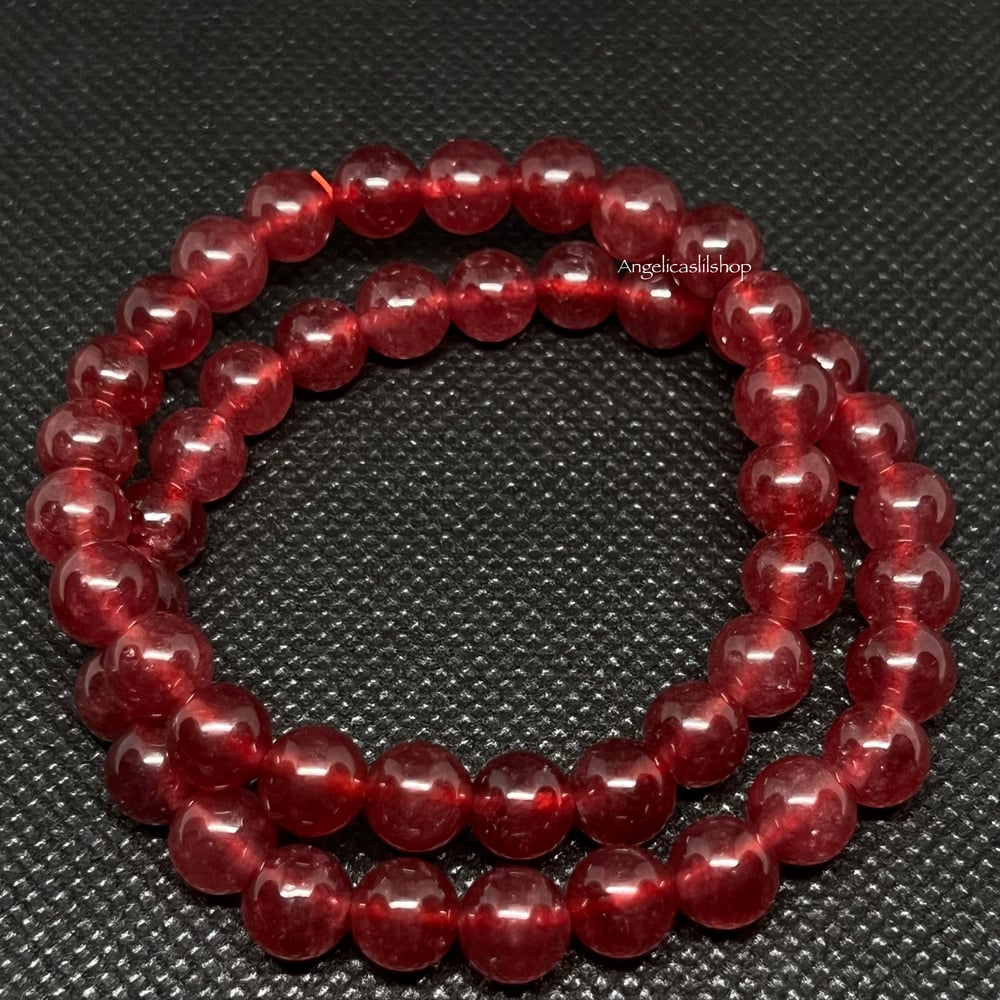 Red Pomegranate Chalcedony Bracelet (8MM) (DYED)