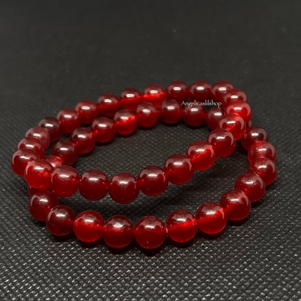 Dark Red Chaceldony Bracelet (DYED) (8MM)