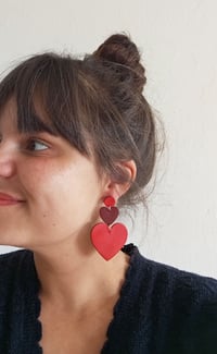 Image 1 of Boucles d'oreilles en cuir upcyclé- "Love to love me"