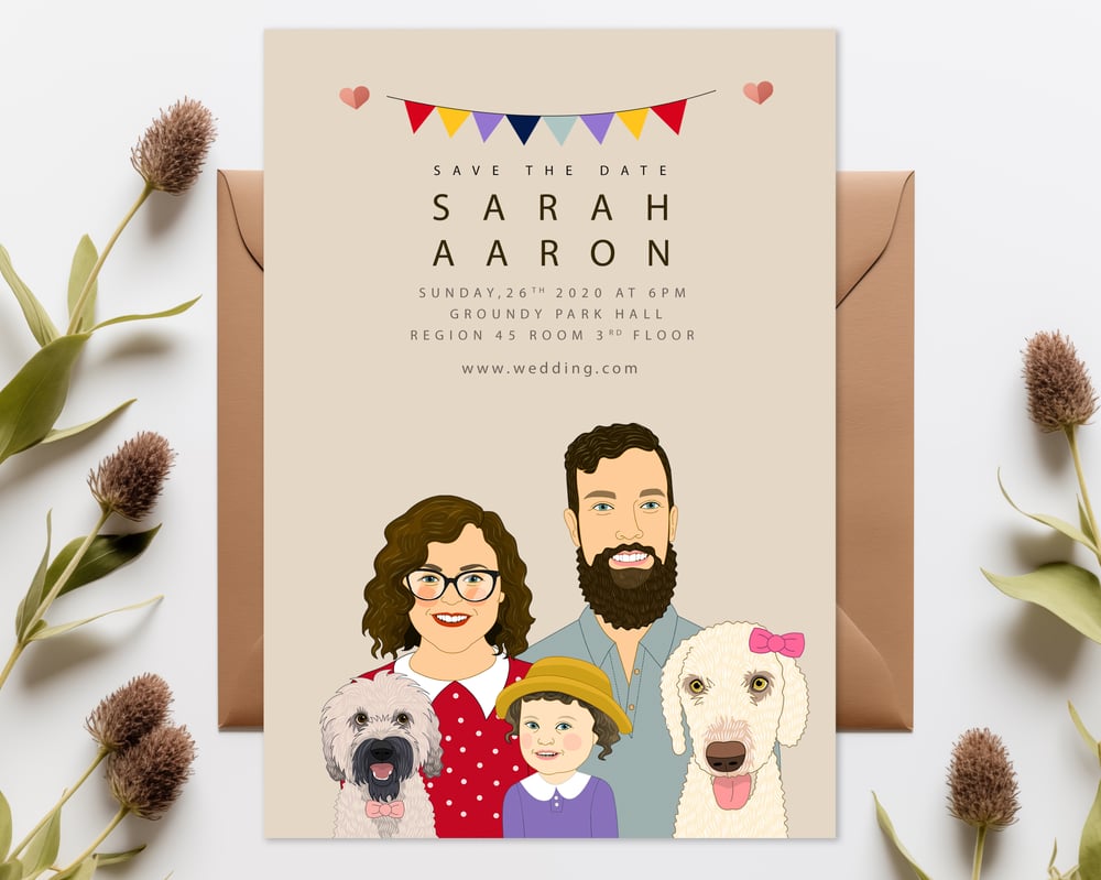 Image of Save The Date With Personalized Portraits.