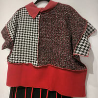 Image 2 of black/white/red cropped top