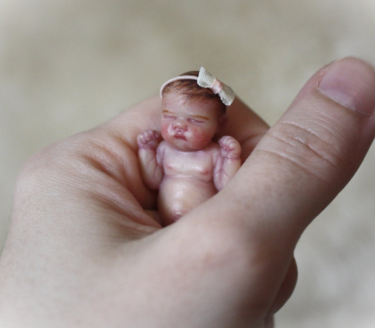 Image of "Ella" 1:12 scale miniature resin baby girl number 12 of 26