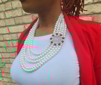 Image 5 of 5 Layer Pearl/ Delta Brooch Necklace, Bracelet & Earring Set!!