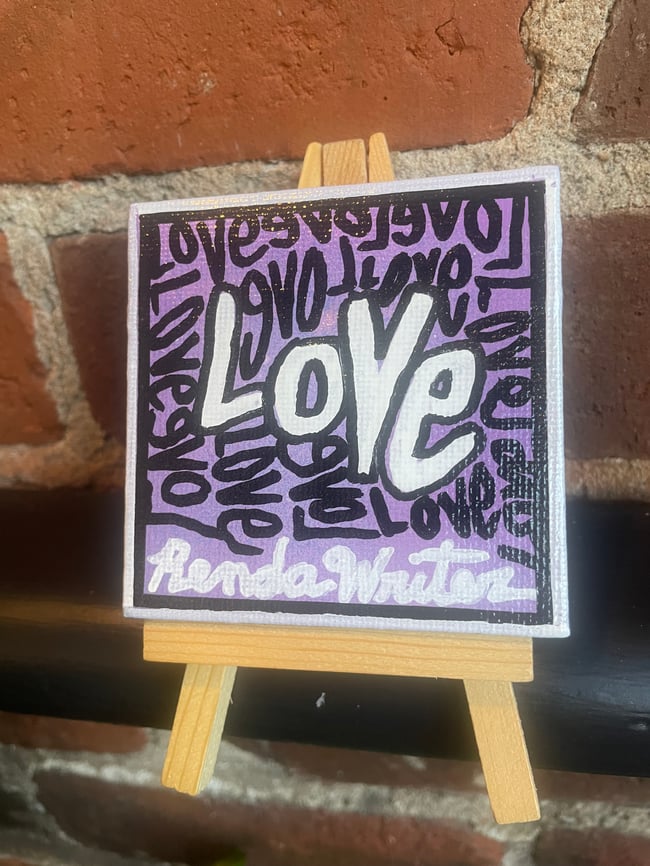 #6 ✍🏻 3” x 3” Canvas, 1 of 1 Original with FREE Easel