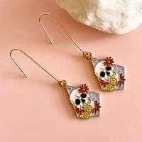 Image 3 of Enamel Skull and Flower drops