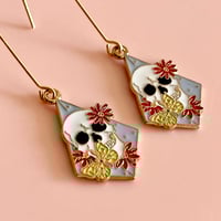 Image 4 of Enamel Skull and Flower drops