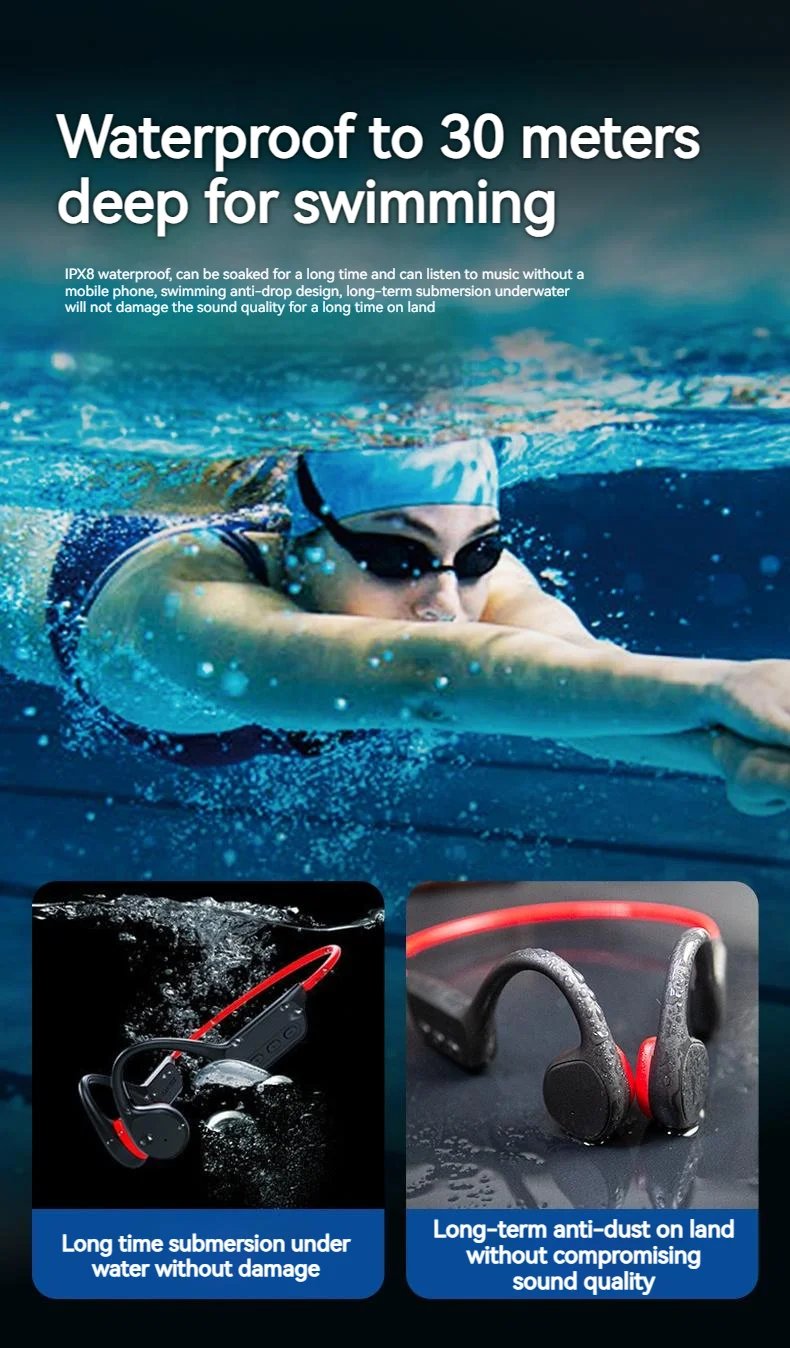 Bone Conduction Headset X7 IPX8 32.GB 5.3 Memory Bluetooth Wireless With microphone 