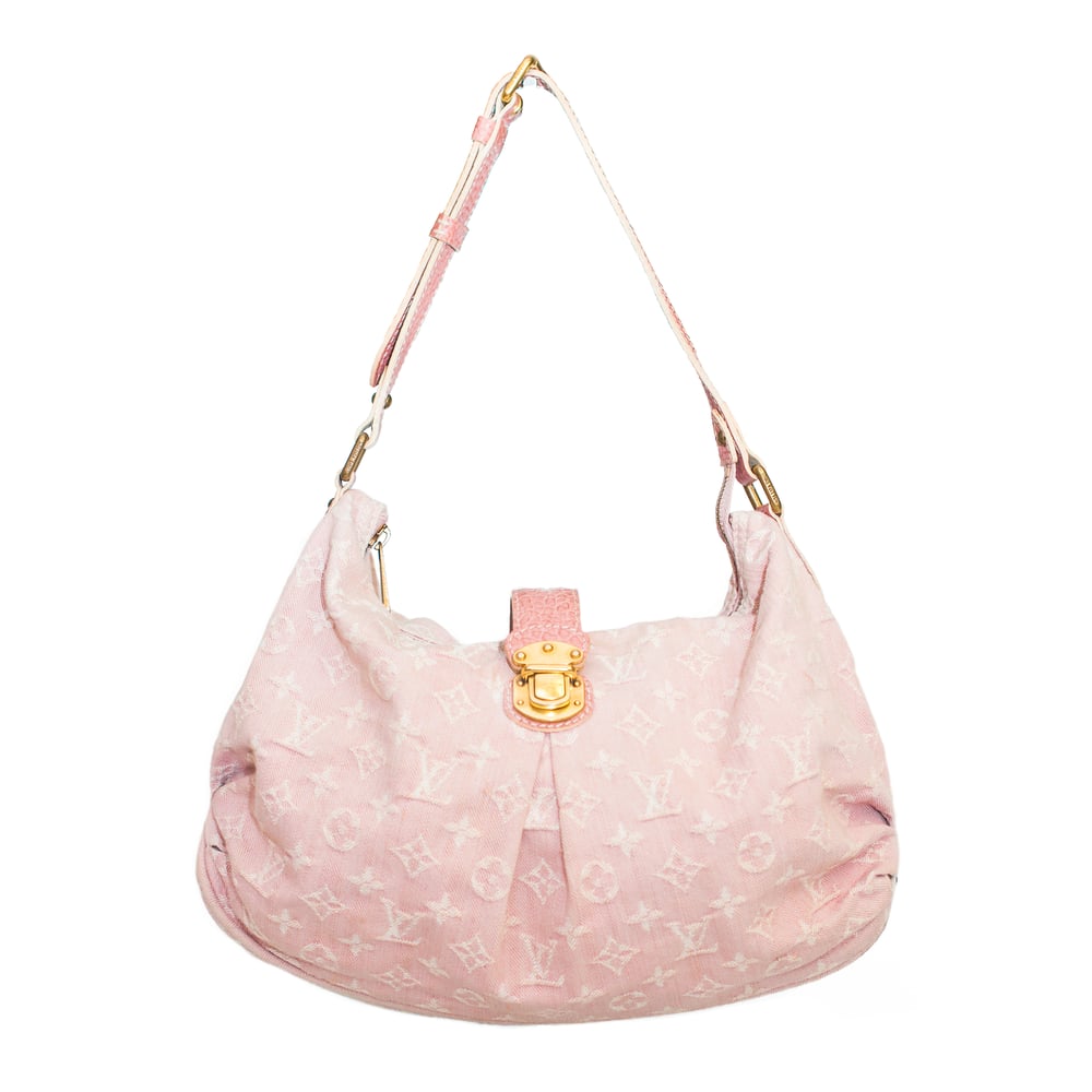 Image of Louis Vuitton 'Slightly' Pink Denim Monogram  Shoulder Bag