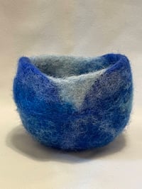Image 1 of Blue ocean waves felted bowl
