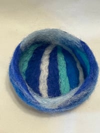 Image 3 of Blue ocean waves felted bowl