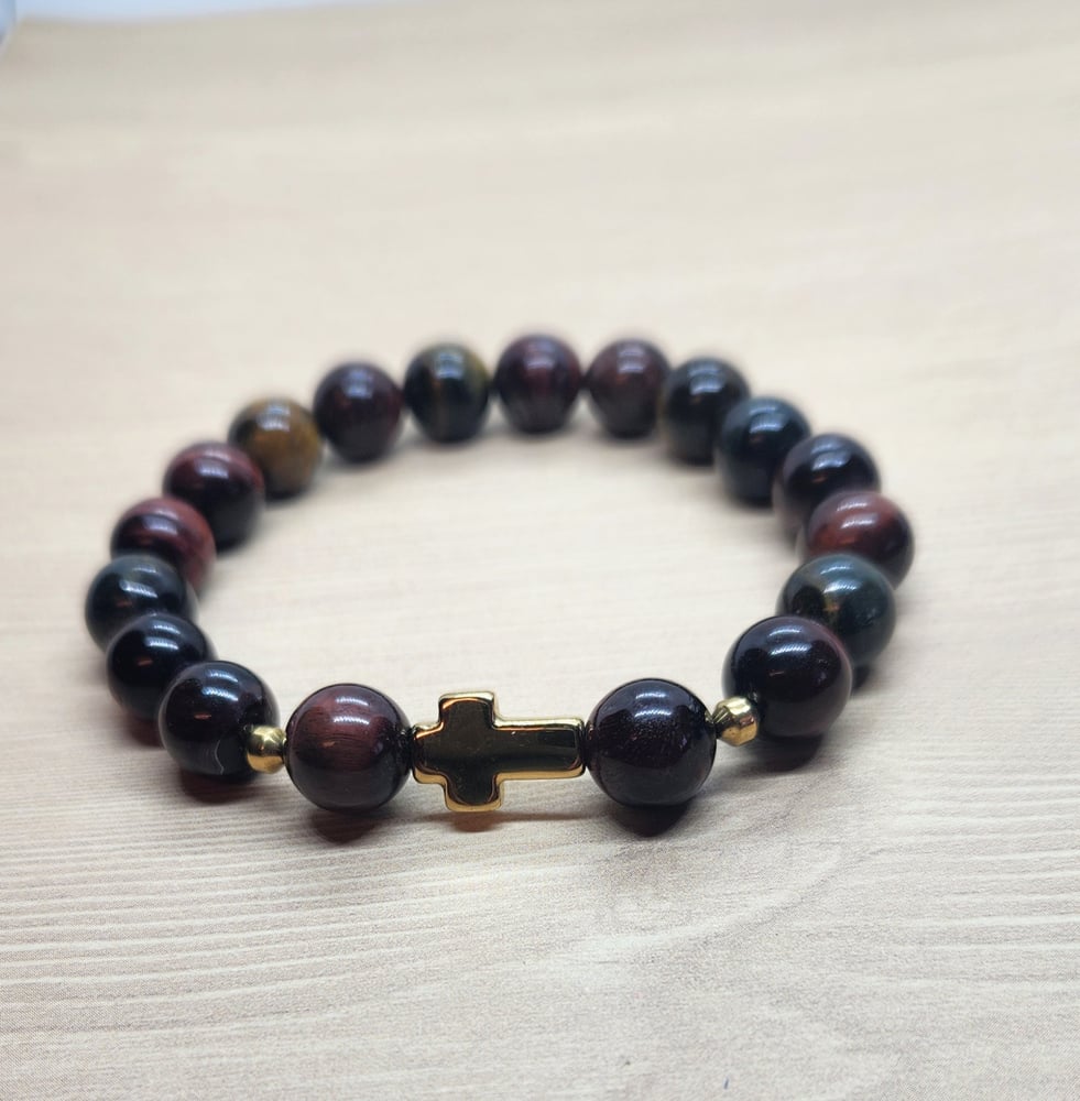 Image of Tiger's Eye and Stainless Steel Bracelet