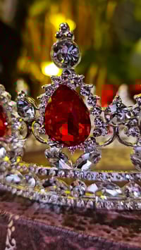 Image 2 of 👑The Armored Kingdom Ruby Red Queens Crown (Silver)