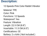 Image 2 of 12 Speed-Pink Color Rabbit Vibrator 