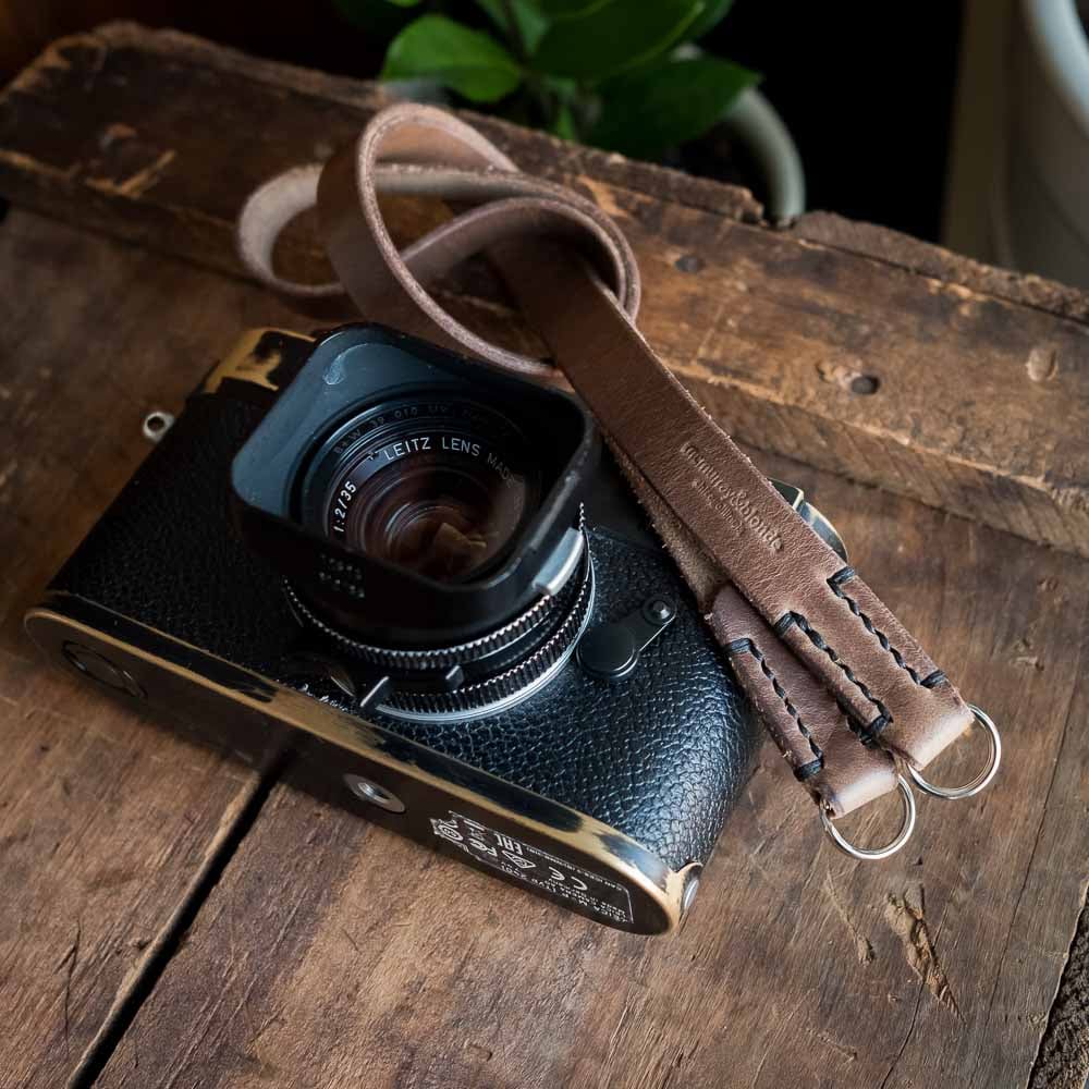 Leather hot Camera Strap | Stitched | Fixed Length | Madison St 2