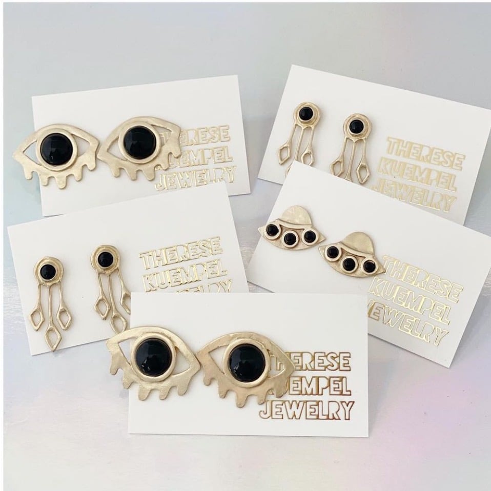 Image of UFO Earrings with Black Onyx