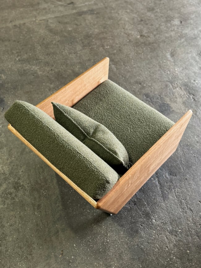 CLOVER LOUNGE CHAIR IN TASMANIAN OAK WITH WOOL UPHOLSTERY