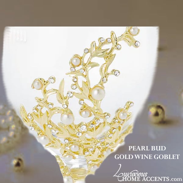 Image of Pearl Bud Gold Wine Goblet