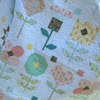Image 6 of RAINY DAYS Quilt Pattern 70"x 82" by Poppie Cotton-Simple Pieced Flowers