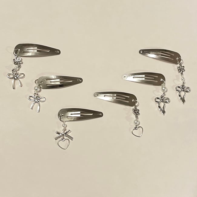 bow heart y2k hair clips 