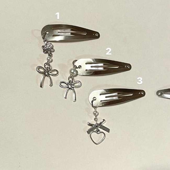 bow heart y2k hair clips 