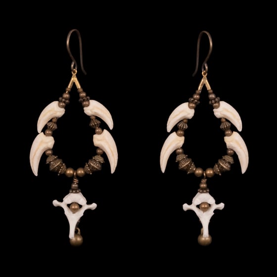 Image of "Daven" Vertebrae and Turkey Talon Earrings
