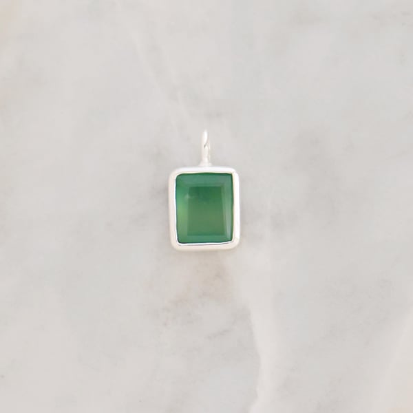 Image of Green Onyx bevel cut silver necklace