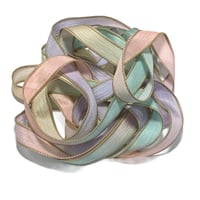 Image 1 of 1PC. BOTANICALS 42" hand dyed wrist wrap bracelet silk ribbon/by COLOR KISSED SILK