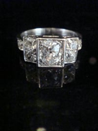 Image 1 of Art deco 18ct white gold old cut diamond ring 1.40ct