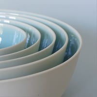 Image 3 of Nest of 5 shallow dishes with ice green interior