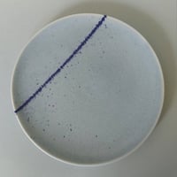 Image 1 of Plate in pale blue with sprayed line decoration 