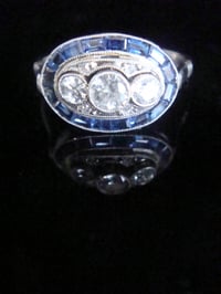 Image 2 of Art Deco 1920s 18ct white gold sapphire and diamond ring
