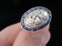 Image 4 of Art Deco 1920s 18ct white gold sapphire and diamond ring