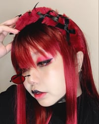 Image 2 of Dark Red Floofyband w Bows