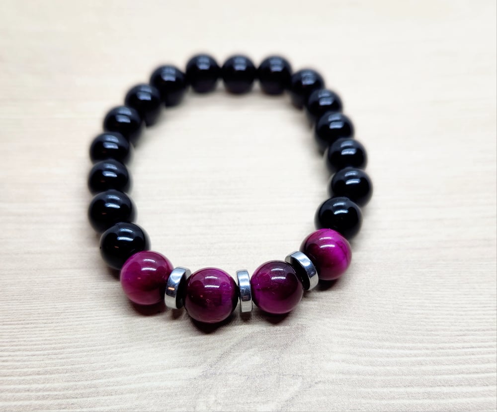 Image of Natural Black Stone/Red Tiger Eye