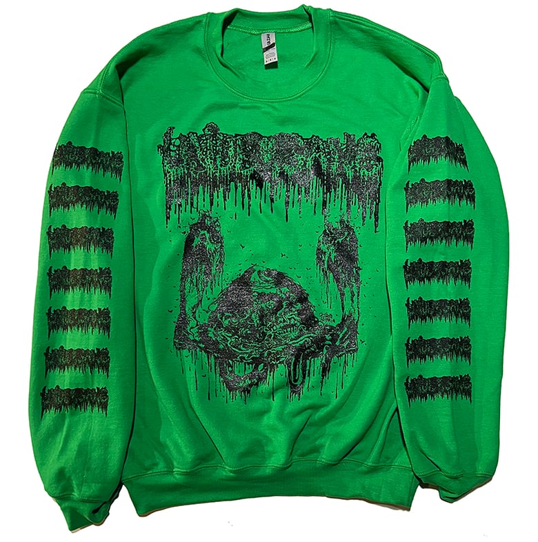 Image of Undergang “ Putrid Head   " Green  Fleece Pullover Sweatshirt 