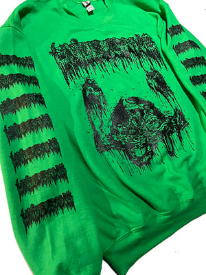 Image of Undergang “ Putrid Head   " Green  Fleece Pullover Sweatshirt 