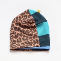 leopard teal animal print waffle thermal beanie hat courtneycourtney lined stretch knit active warm 