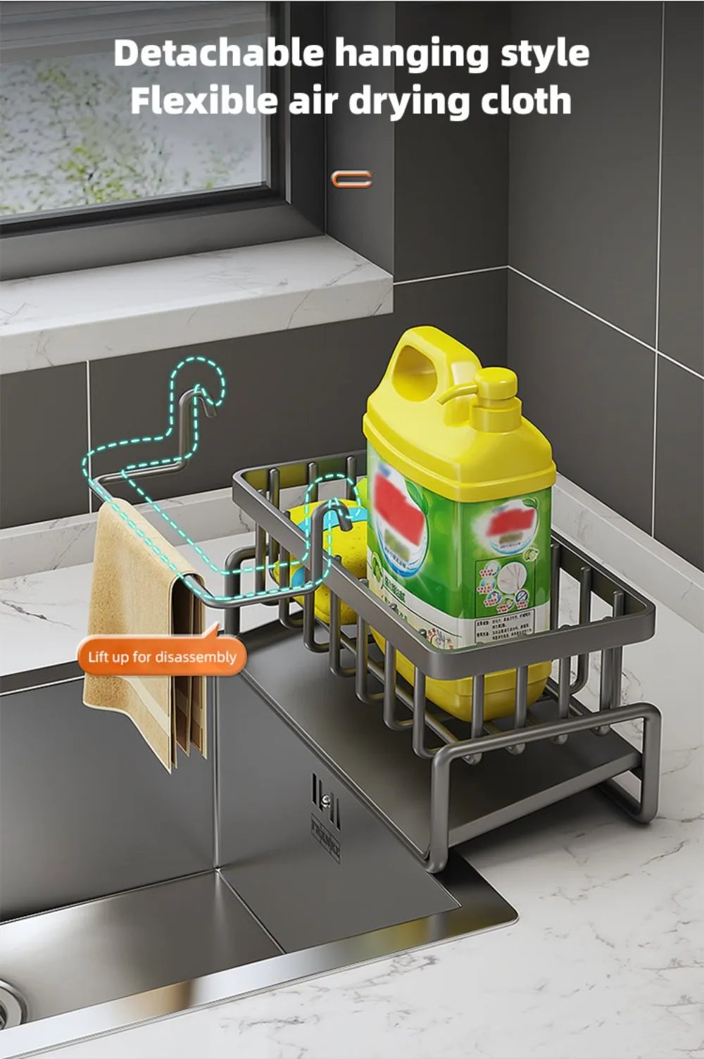 Automatic Drainage Sink Storage Rack Stainless Steel Basin Soap And Sponge Holder Ect..