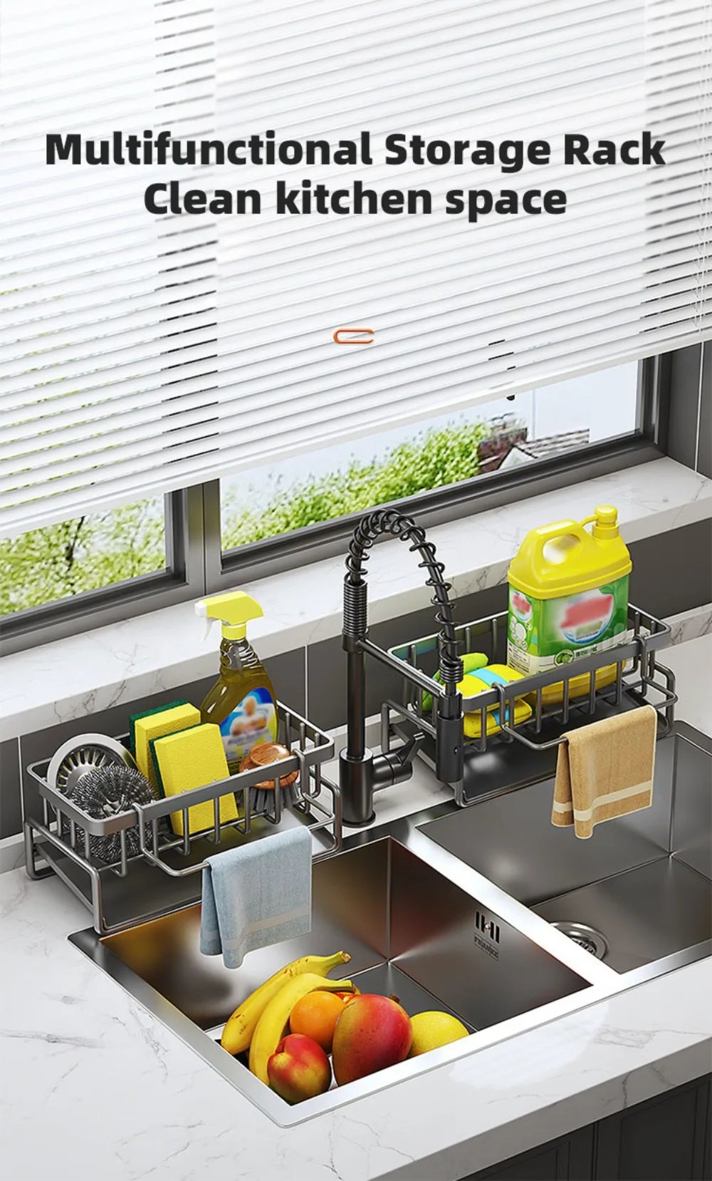 Automatic Drainage Sink Storage Rack Stainless Steel Basin Soap And Sponge Holder Ect..