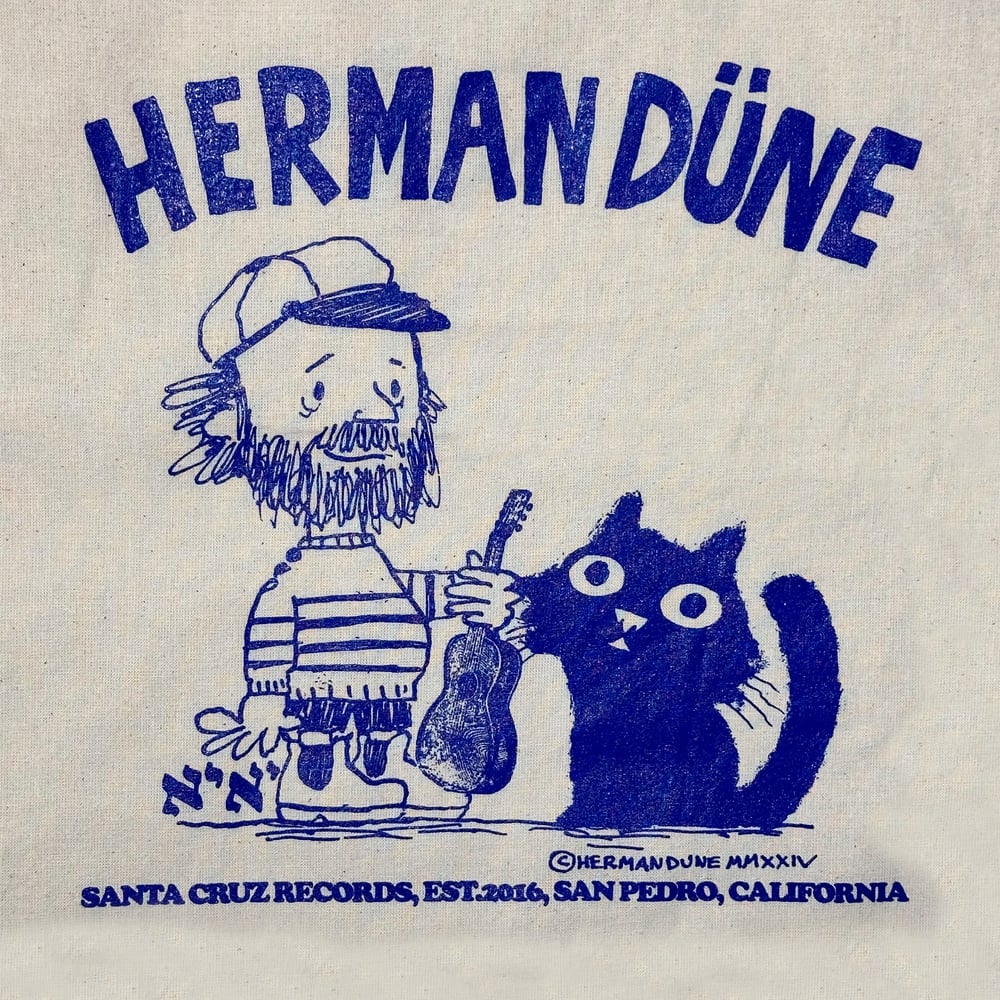 Herman Düne Tote Bag (LP 🎵 Size) Electric Blue on Off-White