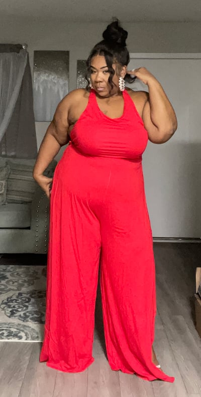 Image of 3pack RED WIDE/SLIT LEG JUMPSUIT