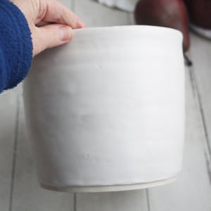 Image of Large Utensil Holder in Rustic Modern Matte White Glaze, Ceramic Crock