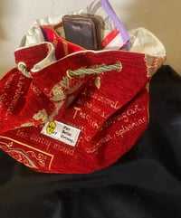 Image of Fabulous Red & Gold Lined Fabric Duffle Bag