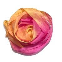 Image 4 of 10YD. DRAGON FRUIT  HAND DYED RECYCLED SARI SILK RIBBON BUNDLES by COLOR KISSED SILK