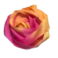 Image 5 of 10YD. DRAGON FRUIT  HAND DYED RECYCLED SARI SILK RIBBON BUNDLES by COLOR KISSED SILK