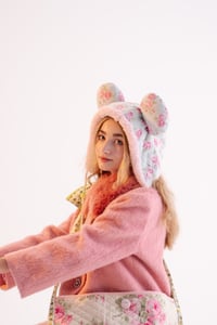 Image 2 of La Modiste: Quilted Blue Floral Bear Hat