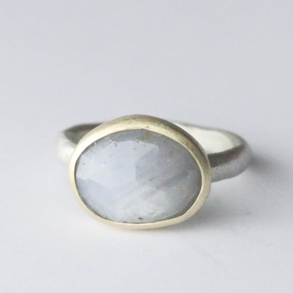 Image of Mid grey ring in silver and gold ring 4