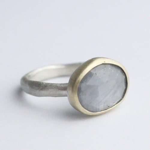 Image of Mid grey ring in silver and gold ring 4