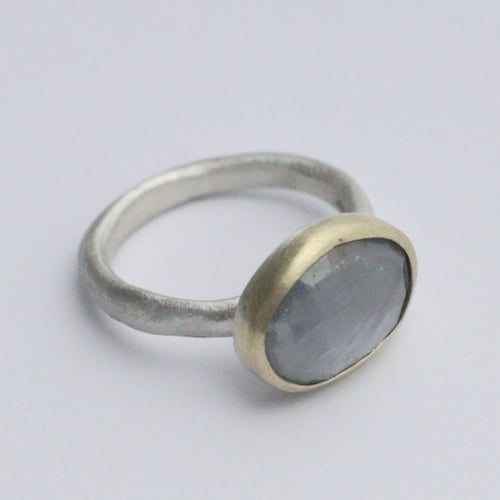 Image of Mid grey ring in silver and gold ring 4