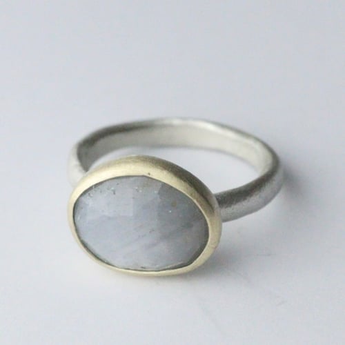 Image of Mid grey ring in silver and gold ring 4